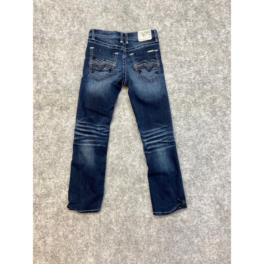 Salvage Supply Co Jeans Boys 14 Dark Wash Excellent Embroidered Thick Stitch - Picture 2 of 15